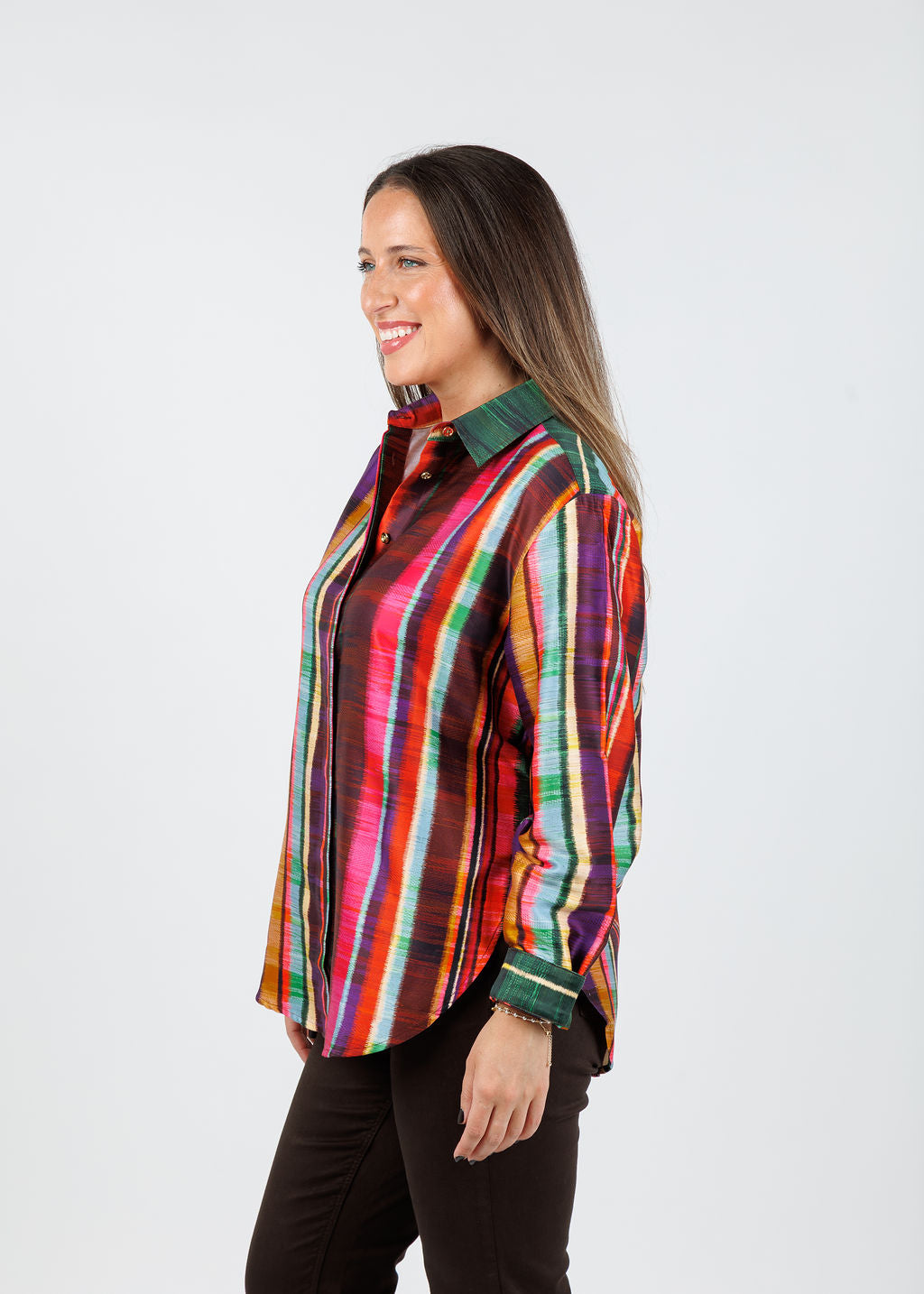 Hinson Wu Halsey Textured Stripes Long Sleeve Shirt available at Barbara Katz
