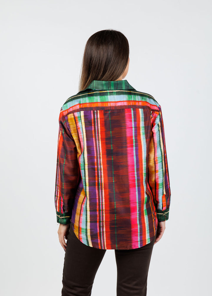 Hinson Wu Halsey Textured Stripes Long Sleeve Shirt available at Barbara Katz
