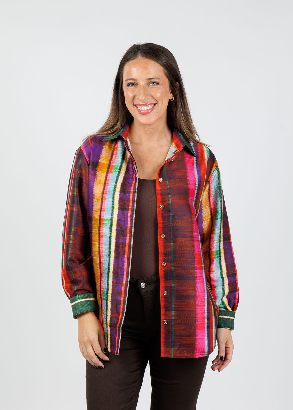 Hinson Wu Halsey Textured Stripes Long Sleeve Shirt available at Barbara Katz