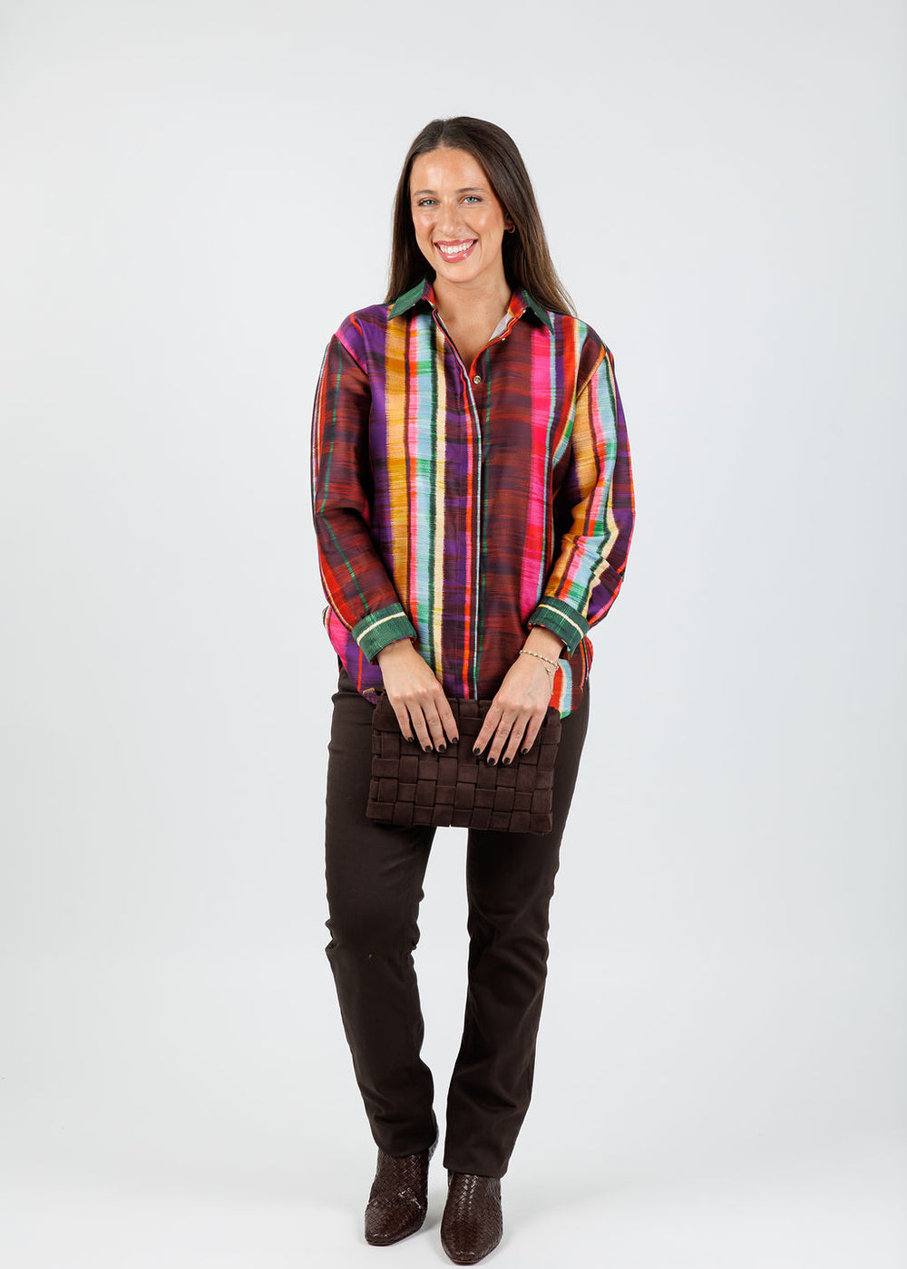Hinson Wu Halsey Textured Stripes Long Sleeve Shirt available at Barbara Katz