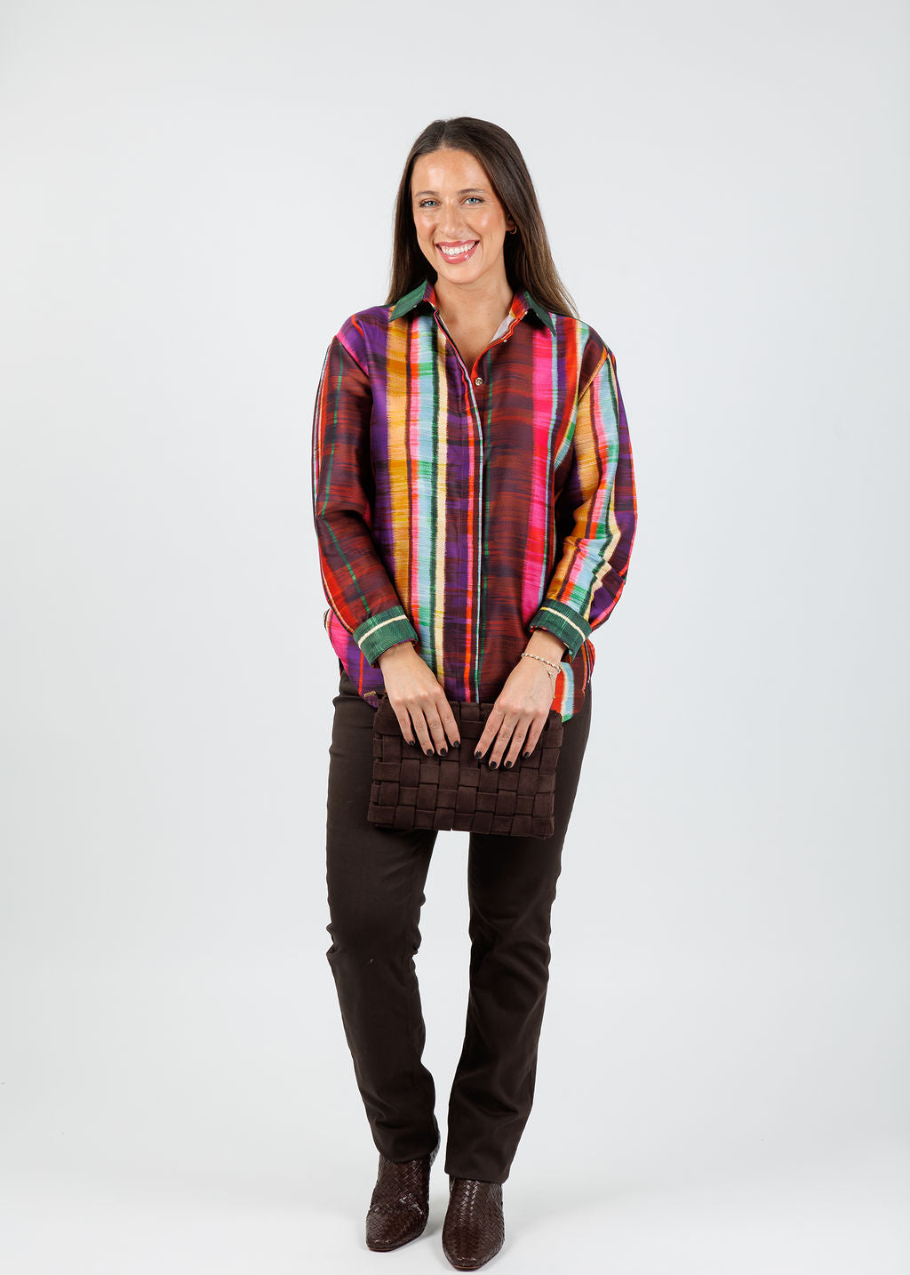 Hinson Wu Halsey Textured Stripes Long Sleeve Shirt available at Barbara Katz