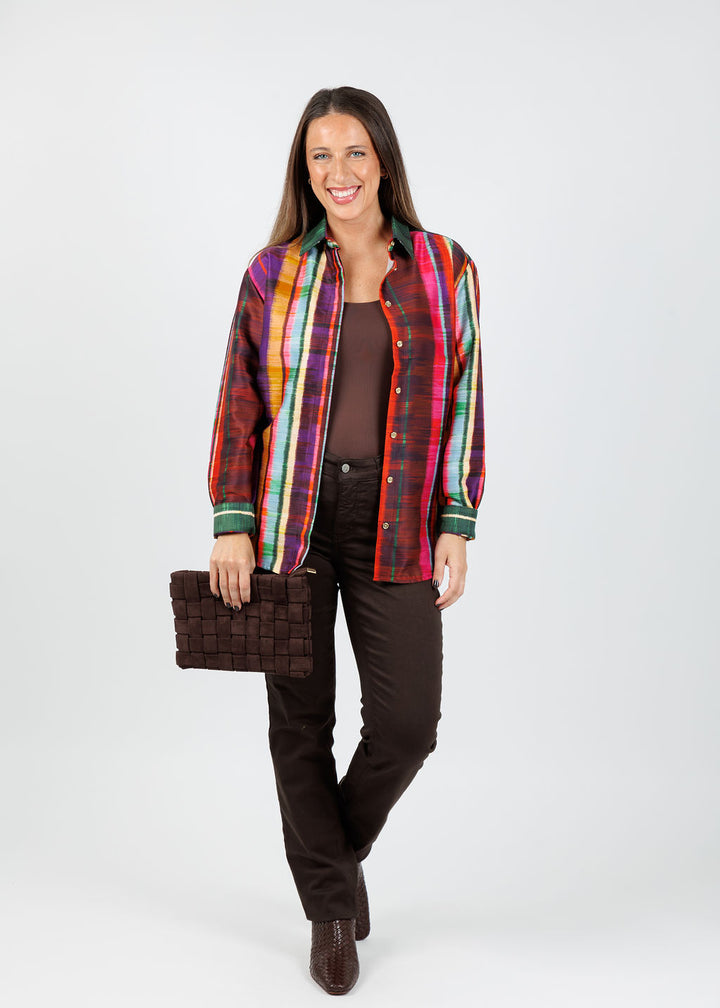 Hinson Wu Halsey Textured Stripes Long Sleeve Shirt available at Barbara Katz