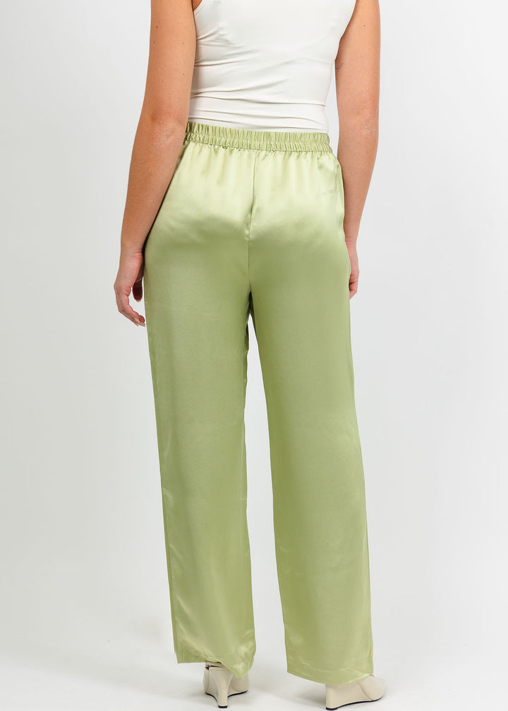 Hinson Wu Hostess Liquid Satin Pant in Pistachio available at Barbara Katz