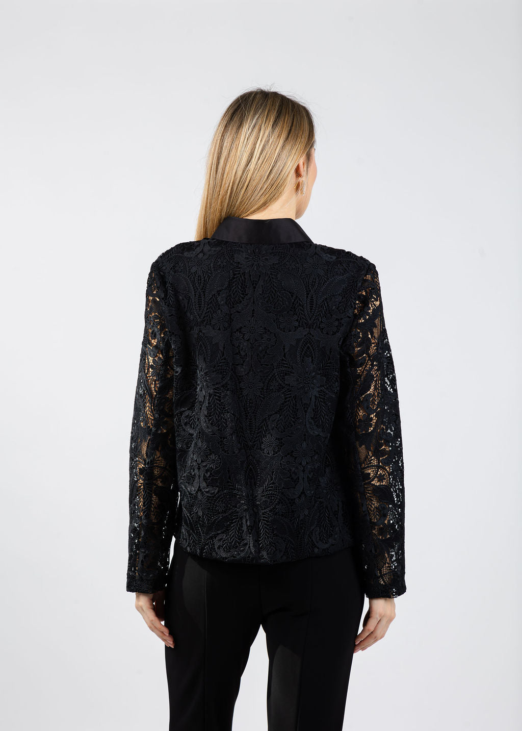 Hinson Wu Joanne Lace Long Sleeve Shirt in Black available at Barbara Katz