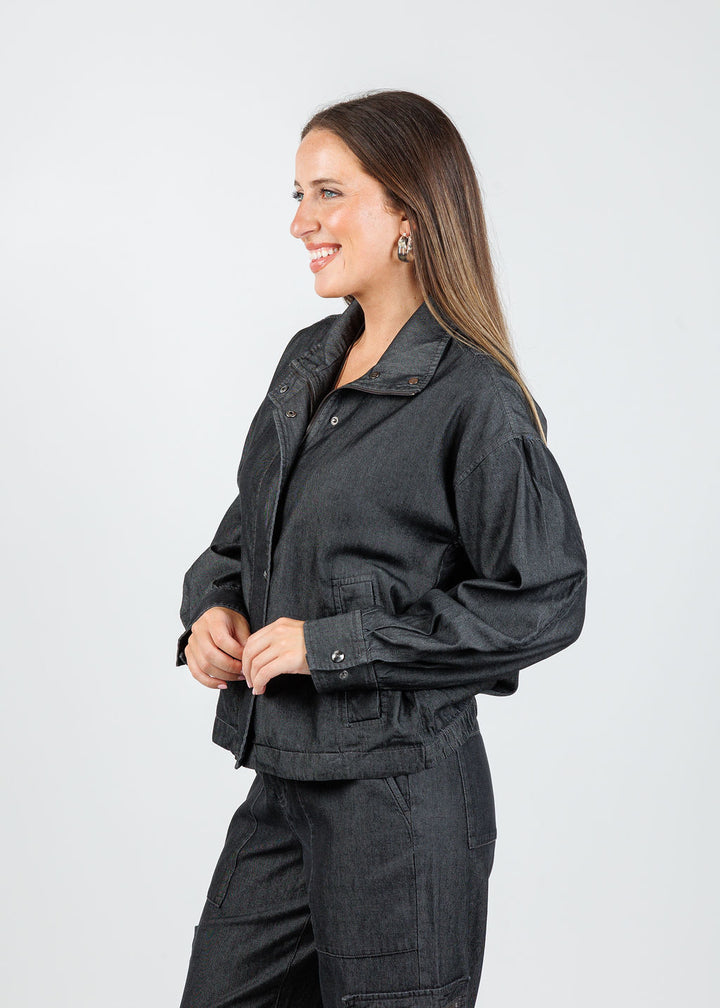 Hinson Wu Louise Long Sleeve Denim Jacket in Black Wash available at Barbara Katz