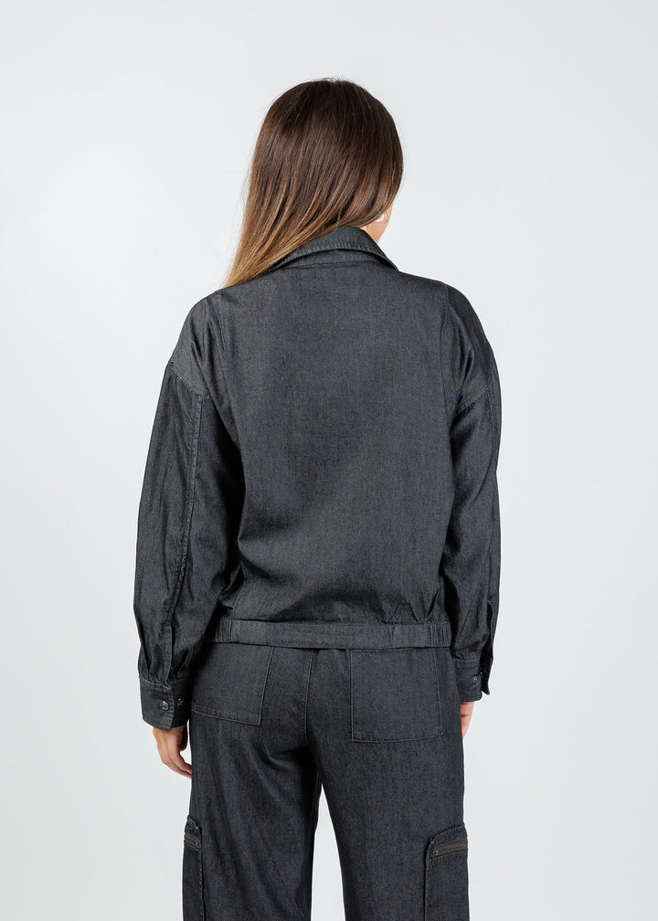 Hinson Wu Louise Long Sleeve Denim Jacket in Black Wash available at Barbara Katz