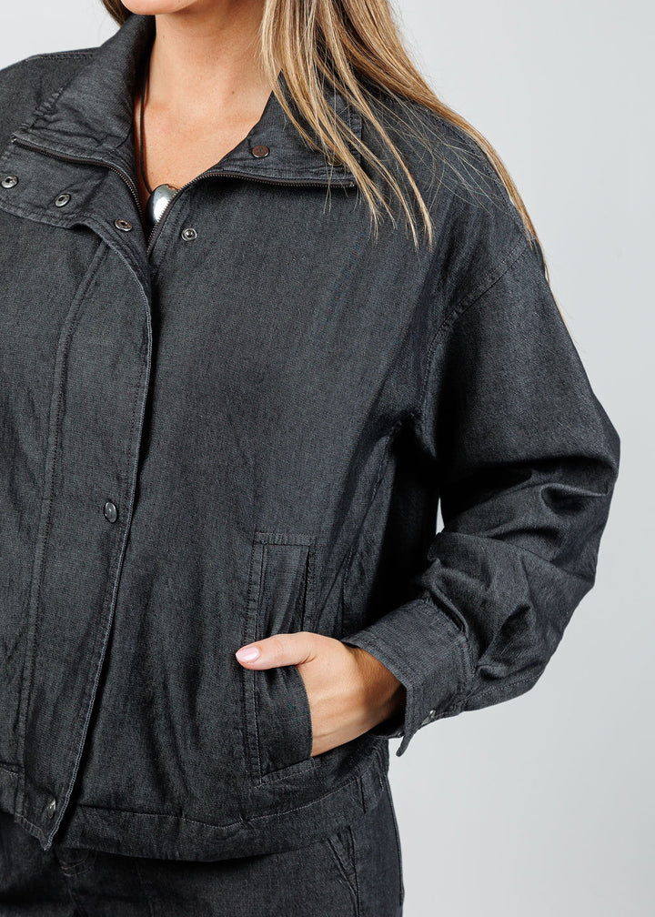 Hinson Wu Louise Long Sleeve Denim Jacket in Black Wash available at Barbara Katz