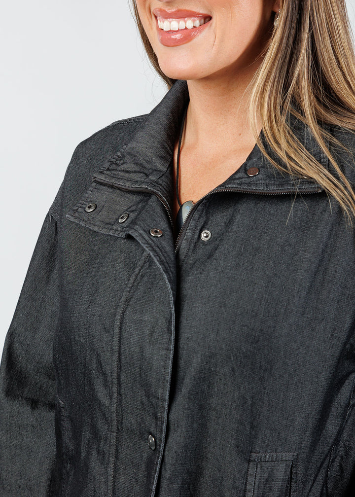 Hinson Wu Louise Long Sleeve Denim Jacket in Black Wash available at Barbara Katz