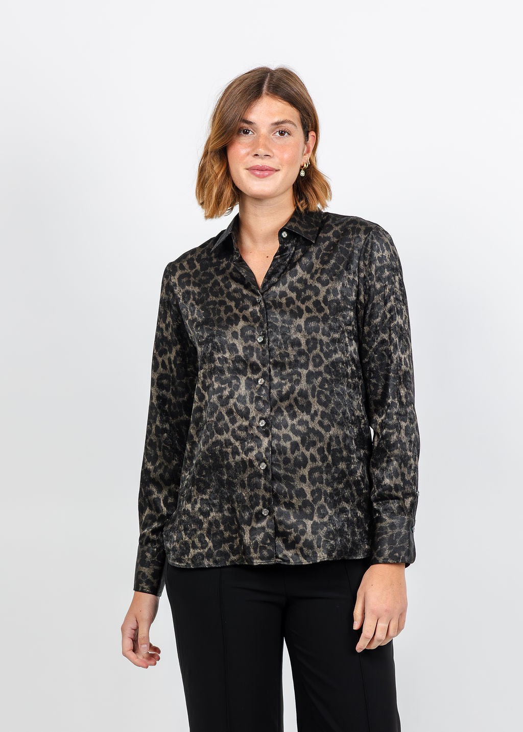Hinson Wu Margot Long Sleeve Leopard Print Shirt available at Barbara Katz