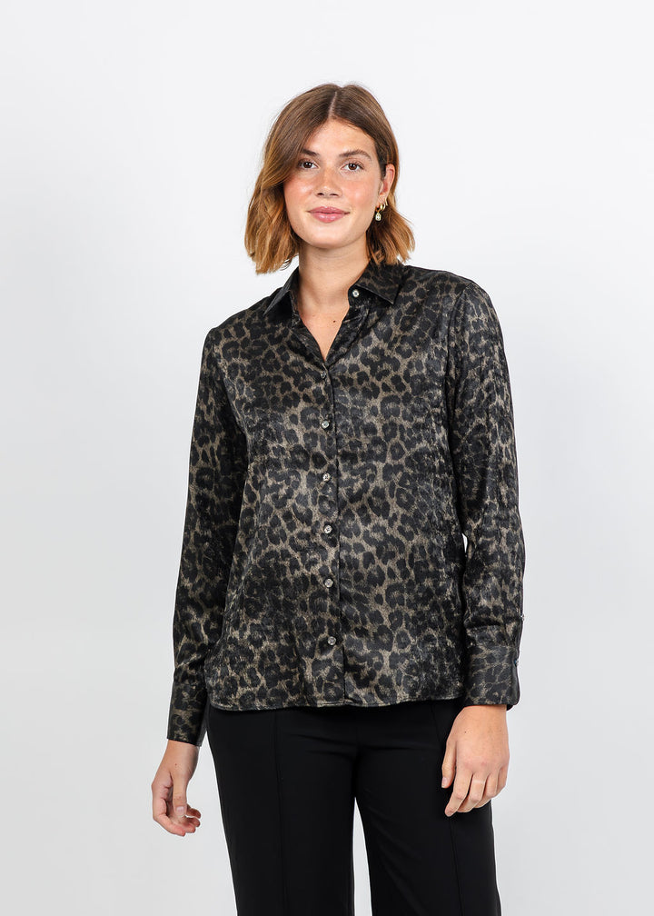 Hinson Wu Margot Long Sleeve Leopard Print Shirt available at Barbara Katz
