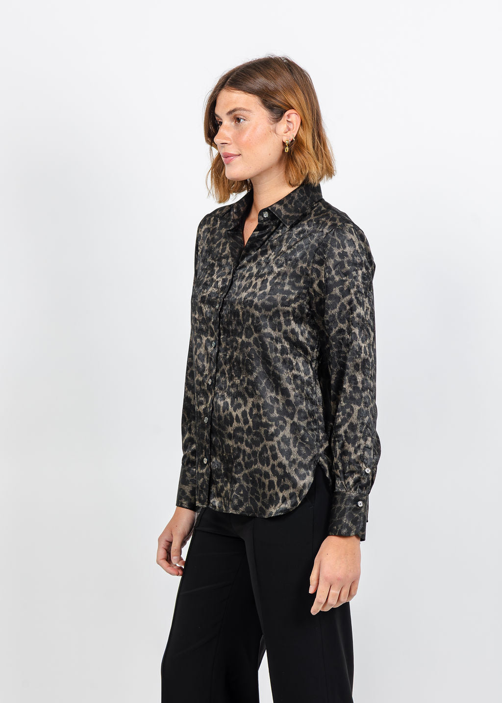Hinson Wu Margot Long Sleeve Leopard Print Shirt available at Barbara Katz