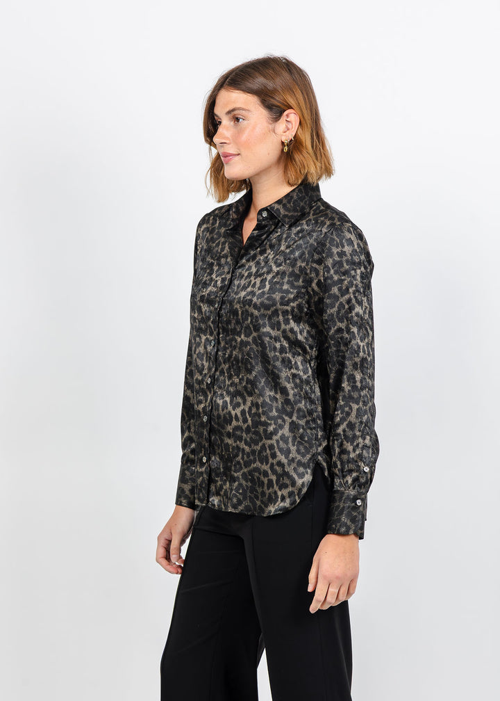 Hinson Wu Margot Long Sleeve Leopard Print Shirt available at Barbara Katz