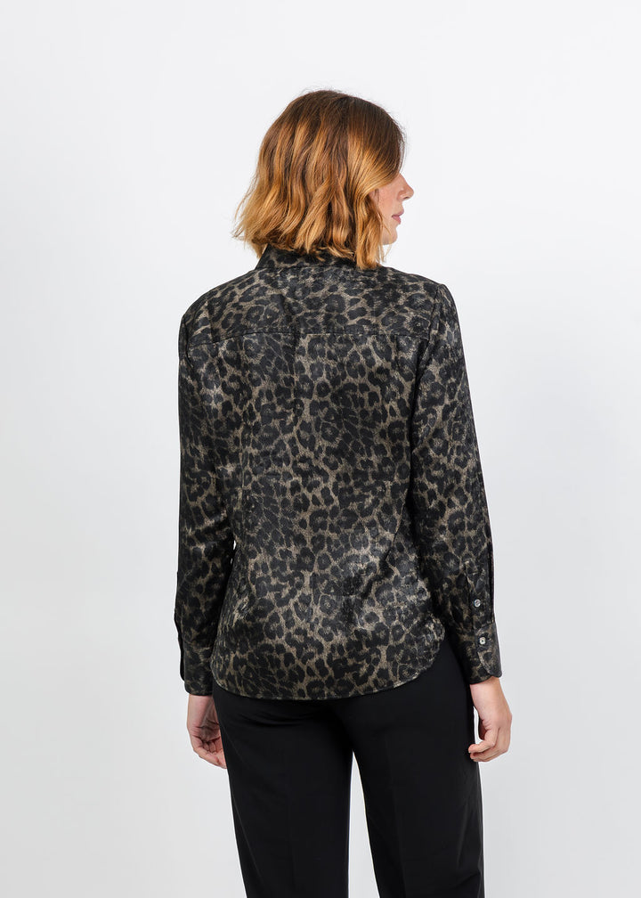 Hinson Wu Margot Long Sleeve Leopard Print Shirt available at Barbara Katz