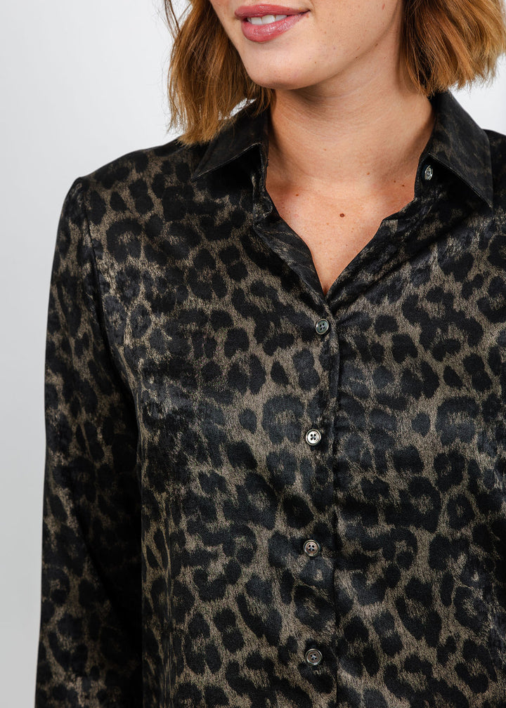 Hinson Wu Margot Long Sleeve Leopard Print Shirt available at Barbara Katz