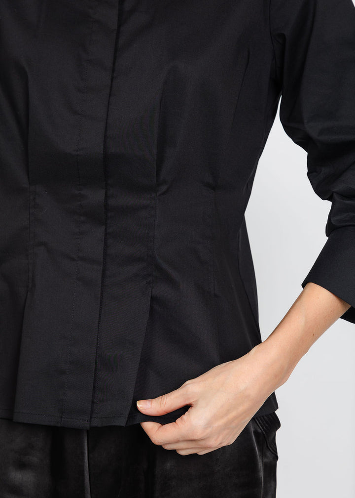 Hinson Wu Martina 3/4 Sleeve Shirt in Black available at Barbara Katz