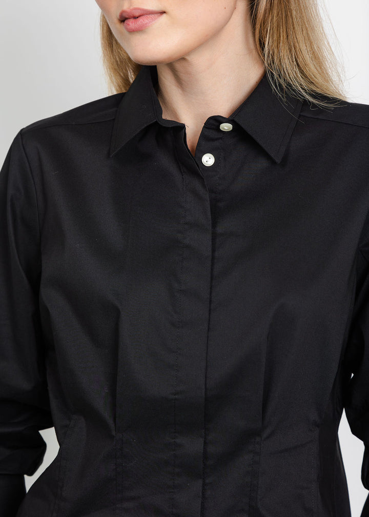 Hinson Wu Martina 3/4 Sleeve Shirt in Black available at Barbara Katz