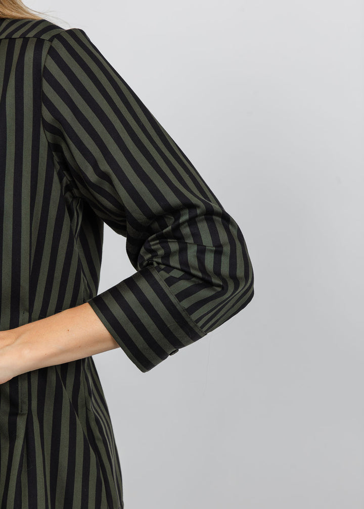 Hinson Wu Martina 3/4 Sleeve Stripe Shirt in Oregano/Black available at Barbara Katz