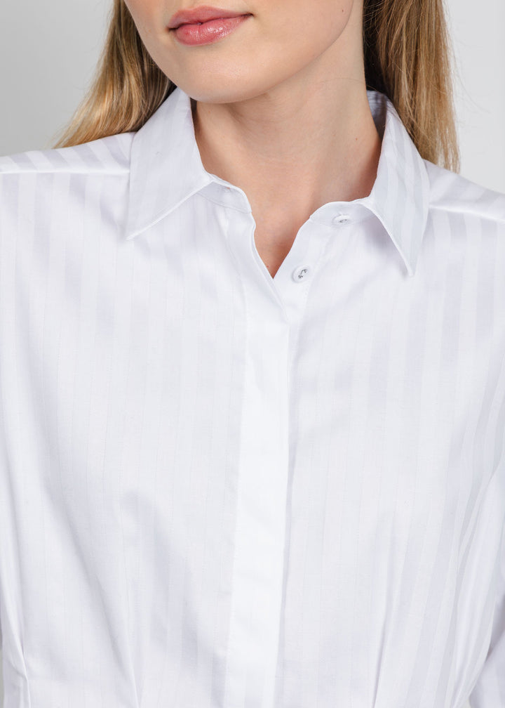 Hinson Wu Martina 3/4 Sleeve Stripe Shirt in White Stripe available at Barbara Katz