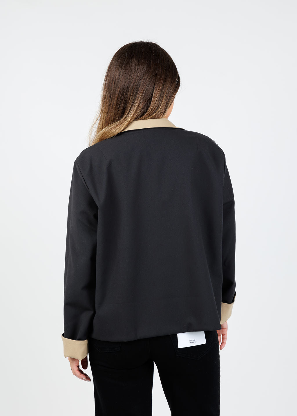 Hinson Wu Molly Long Sleeve Reversible Jacket in Khaki/Black available at Barbara Katz