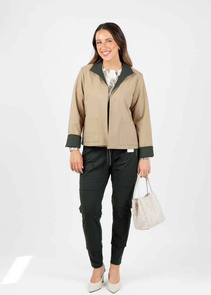 Hinson Wu Molly Long Sleeve Reversible Jacket in Khaki/Oregano available at Barbara Katz