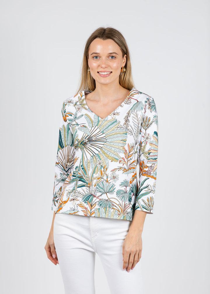 Hinson Wu Renee 3/4 Sleeve Amazonian Print Knit Top available at Barbara Katz