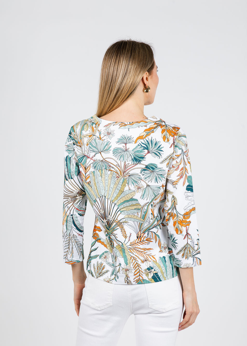 Hinson Wu Renee 3/4 Sleeve Amazonian Print Knit Top available at Barbara Katz