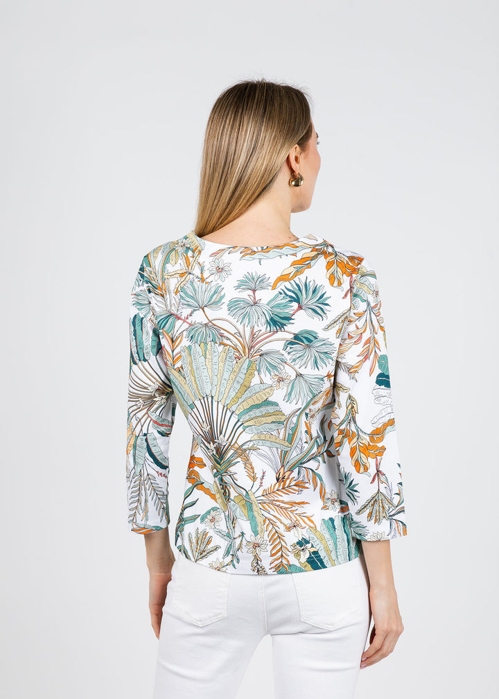 Hinson Wu Renee 3/4 Sleeve Amazonian Print Knit Top available at Barbara Katz