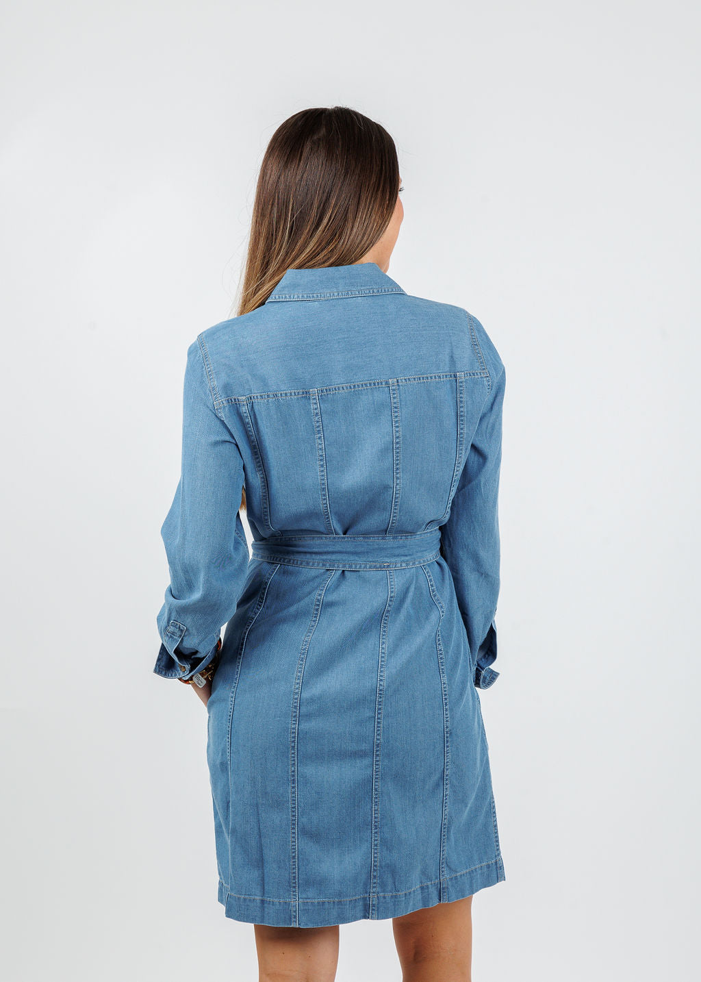 Sabrina Long Sleeve Denim Dress - Medium Wash