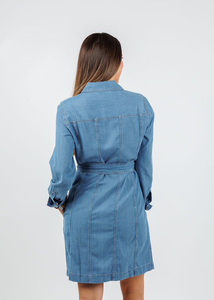 Sabrina Long Sleeve Denim Dress - Medium Wash