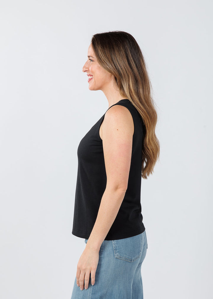 Hinson Wu Sleeveless Scoop Tank in Black available at Barbara Katz