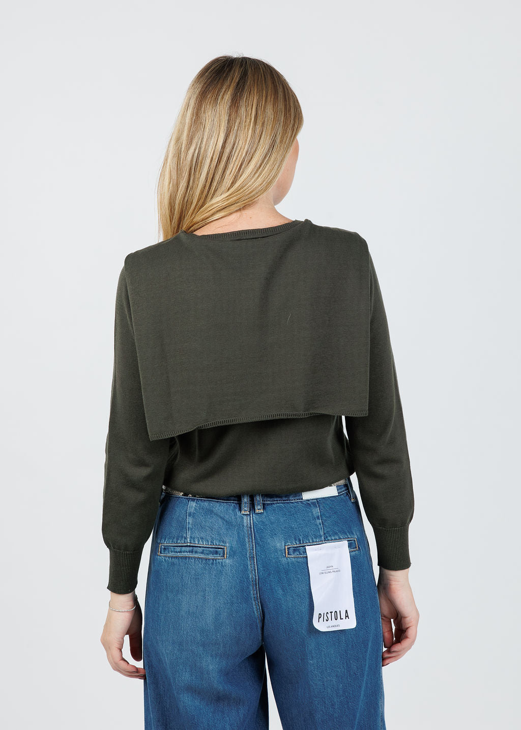 Hinson Wu Sloane 3/4 Sleeve Tie Shoulder Sweater in Oregano available at Barbara Katz