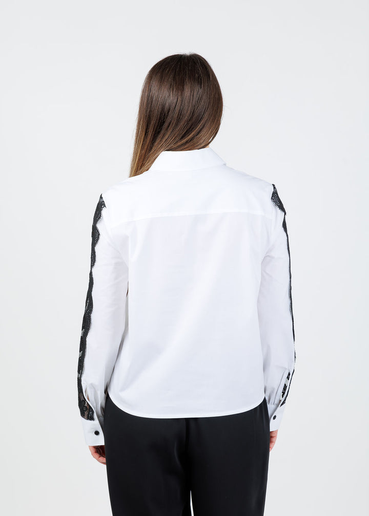 Hinson Wu Venus Long Sleeve Shirt in White/Black available at Barbara Katz