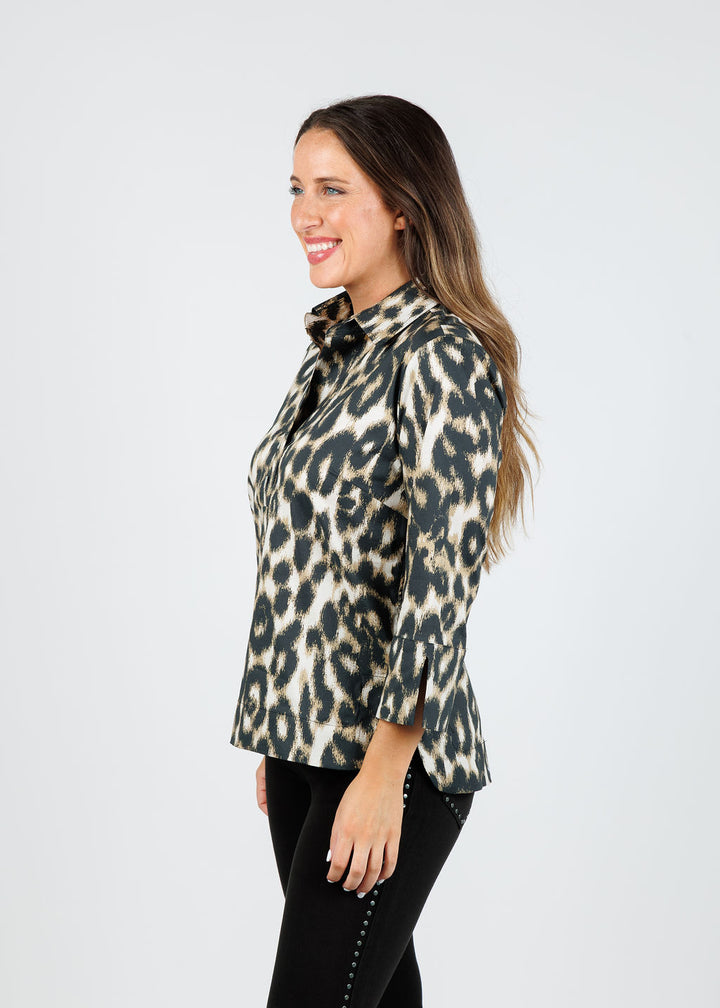 Hinson Wu Aileen 3/4 Sleeve Animal Print Shirt available at Barbara Katz