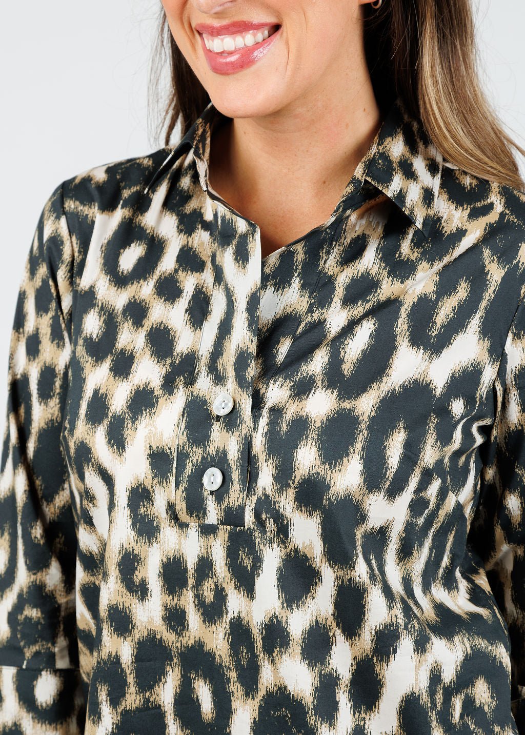 Hinson Wu Aileen 3/4 Sleeve Animal Print Shirt available at Barbara Katz