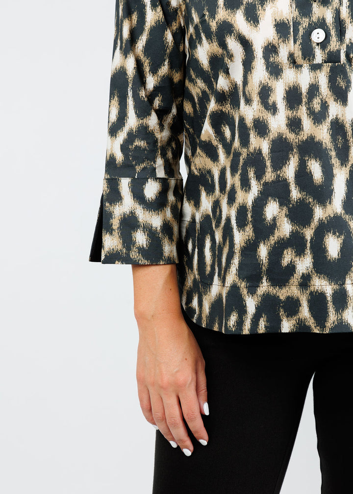 Hinson Wu Aileen 3/4 Sleeve Animal Print Shirt available at Barbara Katz