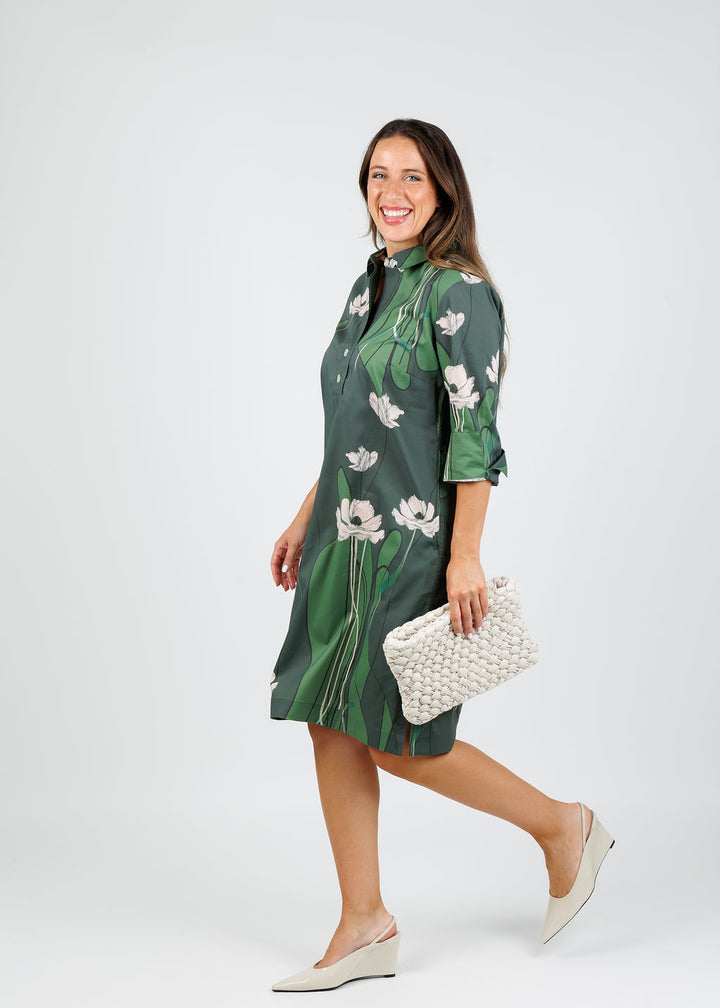 Hinson Wu Charlotte 3/4 Sleeve Poppy Print Dress available at Barbara Katz