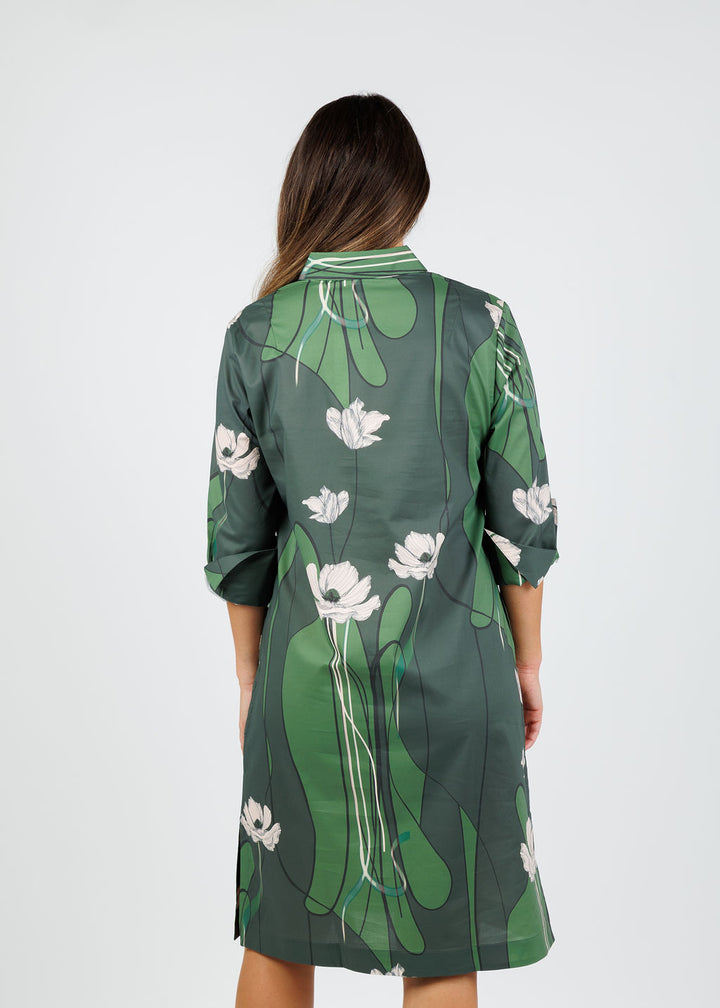 Hinson Wu Charlotte 3/4 Sleeve Poppy Print Dress available at Barbara Katz