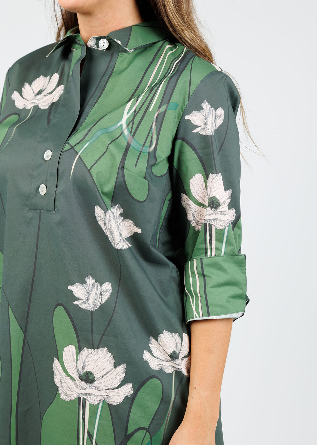 Hinson Wu Charlotte 3/4 Sleeve Poppy Print Dress available at Barbara Katz
