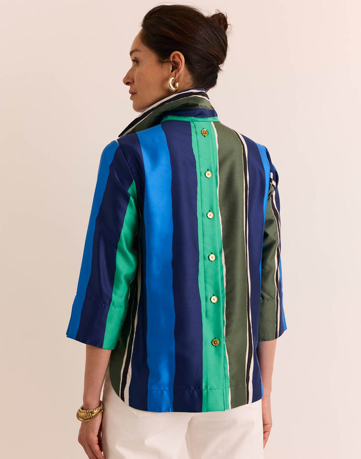 Hinson Wu Aileen 3/4 Sleeve Top in Abstract Stripe available at Barbara Katz