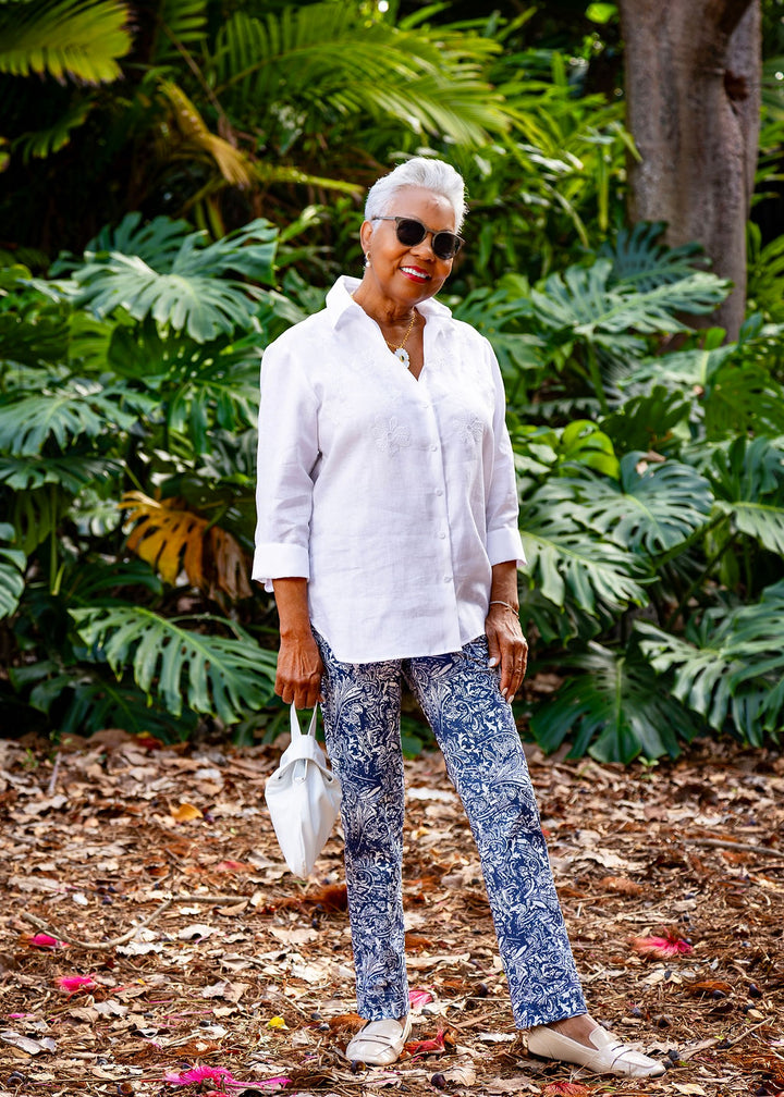 Hinson Wu Margot 3/4 Sleeve Shirt in White available at Barbara Katz