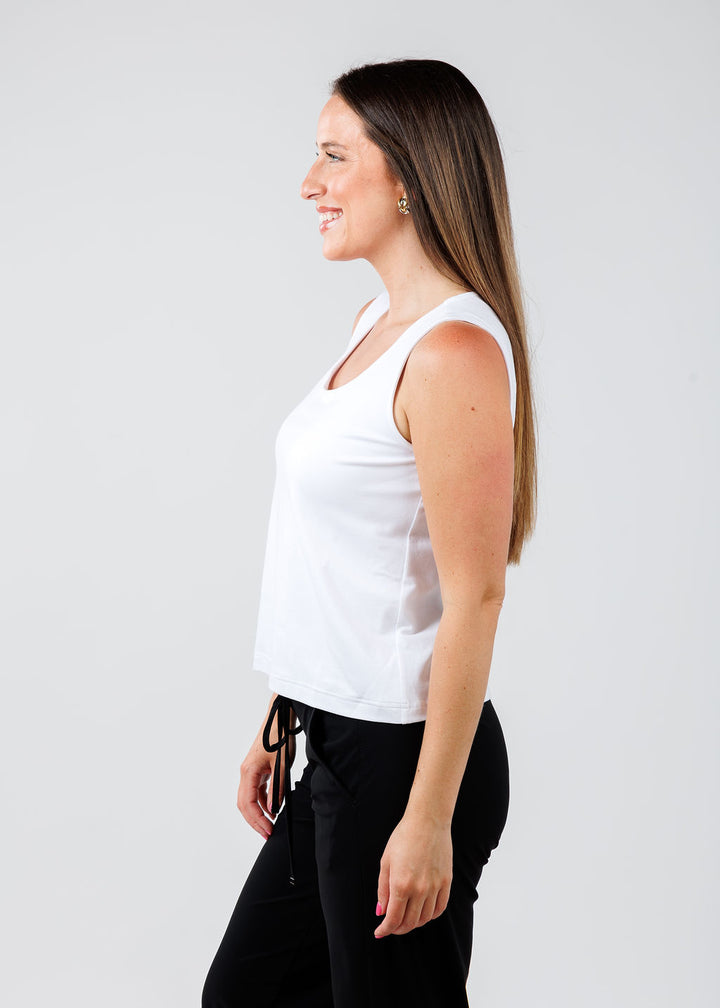 Hinson Wu Sleeveless Scoop Tank - White available at Barbara Katz 