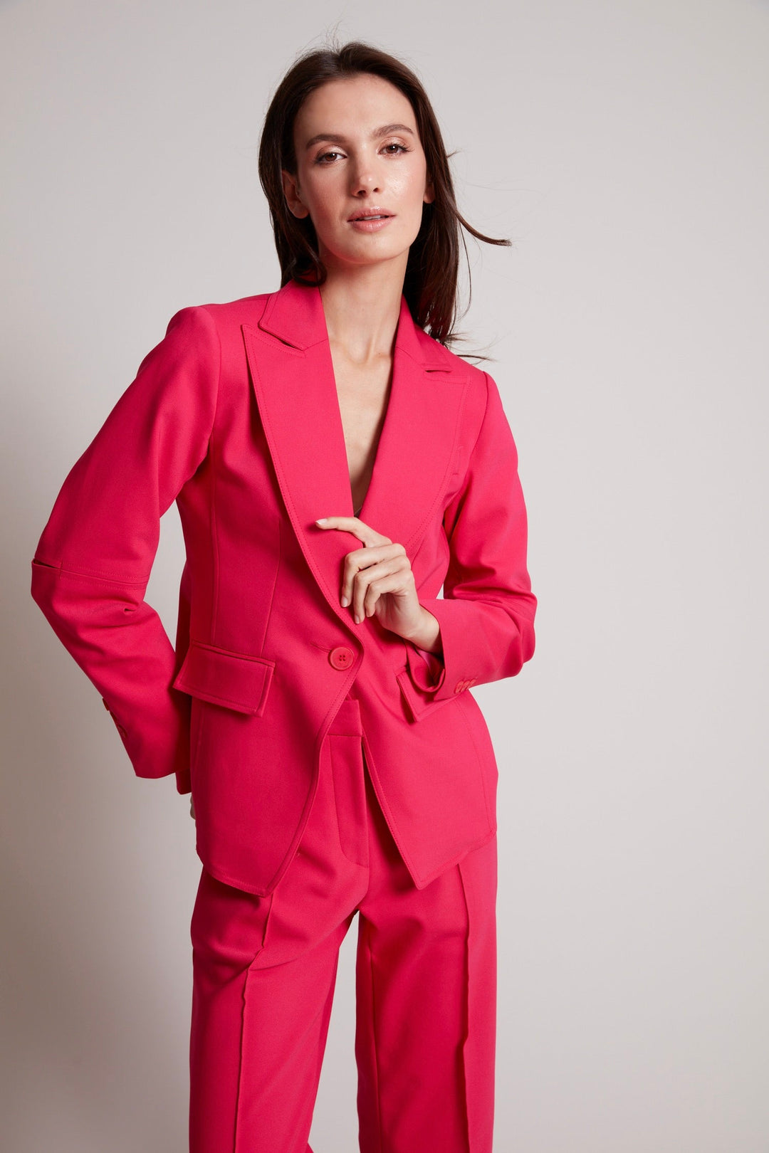 Adroit Atelier Hunter Single Breasted Blazer in Raspberry available at Barbara Katz