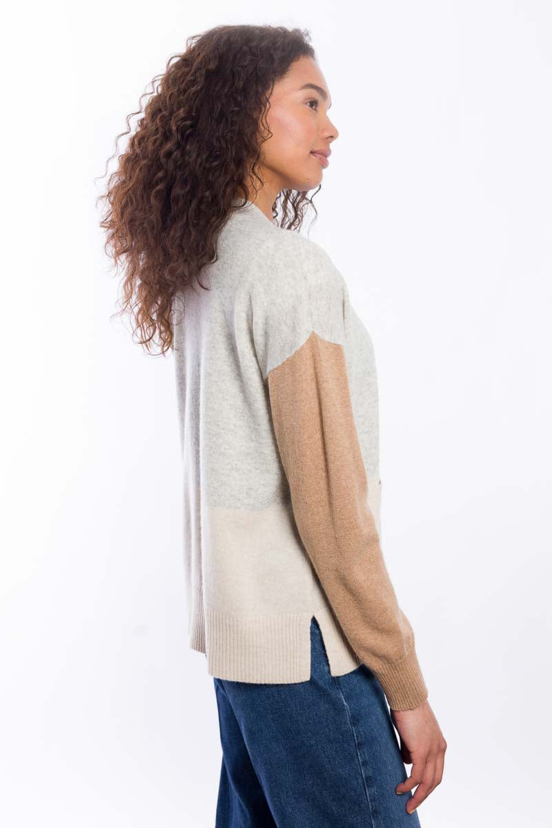 Kinross &Isla Easy Colorblock Vee Cardigan available at Barbara Katz