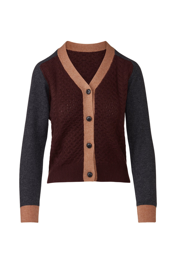Kinross &amp;Isla Mixed Stitch Vee Cardigan available at Barbara Katz
