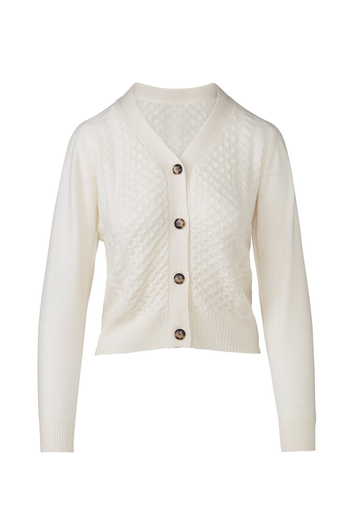 Kinross &amp;Isla Mixed Stitch Vee Cardigan available at Barbara Katz