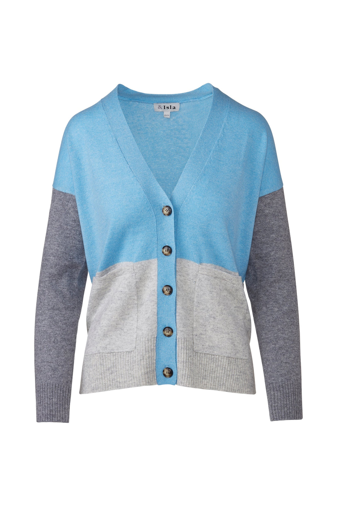Kinross &amp;Isla Easy Colorblock Vee Cardigan available at Barbara Katz