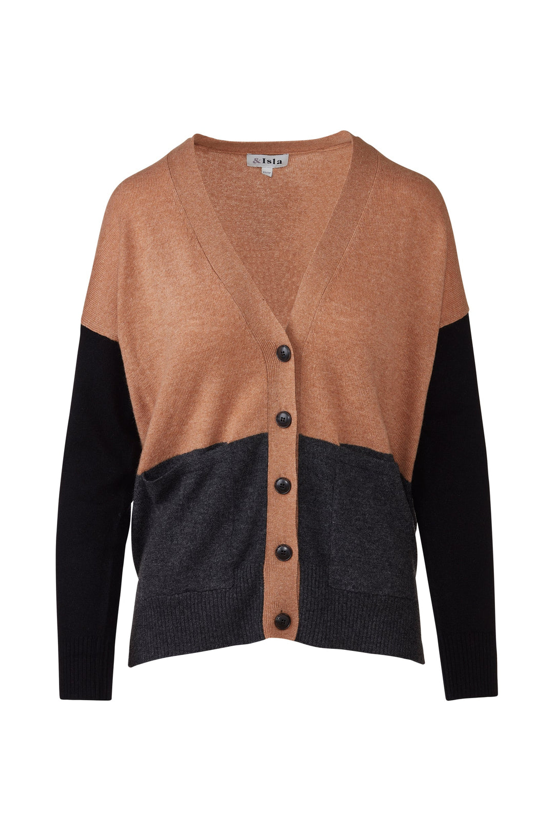 Kinross &amp;Isla Easy Colorblock Vee Cardigan available at Barbara Katz
