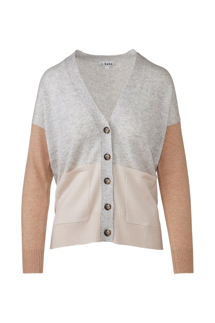 Kinross &amp;Isla Easy Colorblock Vee Cardigan available at Barbara Katz