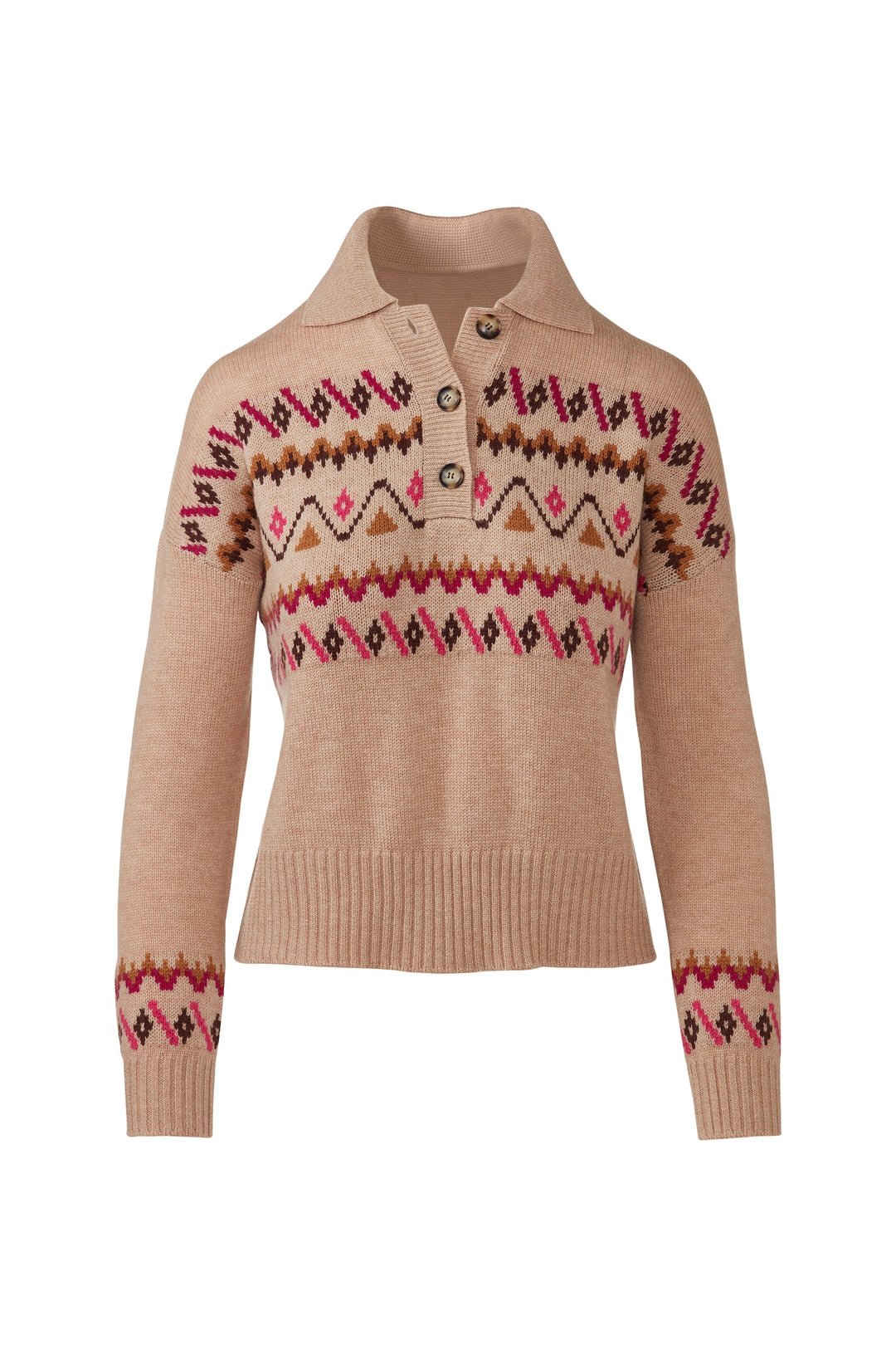 Kinross &amp;Isla Fairisle Button Polo available at Barbara Katz