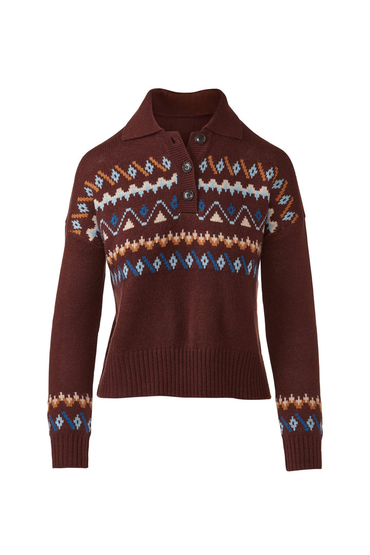 Kinross &amp;Isla Fairisle Button Polo available at Barbara Katz